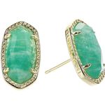 Kendra Scott Ellie 14K Goldplated Stud Earrings Dark Teal Amzonite Photo 0