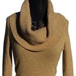 Cache Gold Metallic Exaggerated Oversized Collar Top New Soft Stretch NWT $98 Photo 2