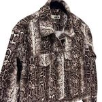 Topshop  Moto Snake Print Cropped Denim Jacket Motorcycle Riding Chick Size 6 Photo 2
