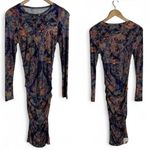 Nicole Miller Artelier Crew Neck Abstract Navy Print Long Sleeve Mini Dress S Photo 1