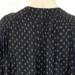 Free People Crepe 1/2 Button Black Patterned Blouse Photo 2