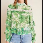 Tracy Reese Anthropologie Hope For Flowers  Green Floral Ruffle Sheer Angelina 4 Photo 0