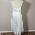 DB STUDIO Ruched Charmeuse Sheath Dress with Brooch Faux Wrap Skirt White Size 2 Photo 3
