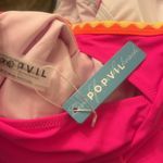 Shell Trim Front Strappy Back Tie neon hot pink One Piece Swimsuit size XXL NWT Photo 4