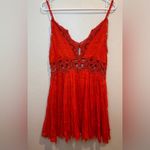 Free People Women’s Fiery Red Lace Mini Dress Size S Photo 2