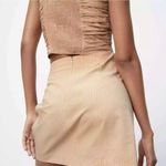 ZARA Beige Striped Ruched Crop Top & Asymmetrical Mini Skirt 2 Piece Set XS/S Photo 12