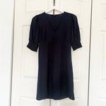 Quince  Women's Washable Stretch Silk Puff Sleeve Navy Blue Mini Dress Size XS Photo 3