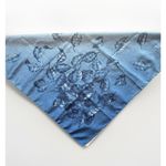 Vintage Polyester Scarf Blue Leaf Design Made in Italy 26.5 inch Square Photo 1