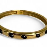 J.Crew Bangle Bracelet Shiny Gold Tone with Black Raised Cabochons Photo 0