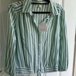 BeachLunchLounge  Green and White Striped Shirt Photo 0