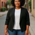 Women’s Color Swatch Black Plus Size Blazer Business Casual office wear L Photo 0