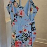 Trixxi Size S Womens Light Blue Floral Wrap Back Zip Up Lined Dress Photo 0