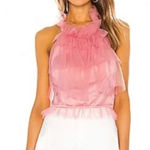 NBD  Ruffle‎ Halter Top Sleeveless Party Open Back Pink Size S NWT Photo 0