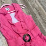 Milly  Pink Danielle dress tortoise belt buckle ruffle neck size 4 Photo 9