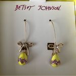 Betsey Johnson New   Easter Eggs  W/Gold Bows Dangle Rhinestones Earrings Photo 1