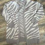 Cupcakes & Cashmere Cream and Brown Zebra Cardigan Size L Photo 0