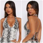 White Fox Boutique Small Serpentine PU Bustier Snake, Crop Halter Tank Top Photo 1