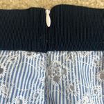 Ann Taylor  Light Blue White Pinstripe Eyelet Pencil Skirt Size 00P 00 Petite Photo 4