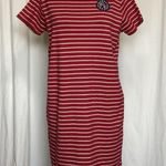 Marsh Landing USA Flag Shirt Dress Red Striped Size M Dress Short Sleeves Stretch 100% Cotton Photo 0