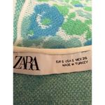 ZARA Blue Green Floral Halter Sleeveless Scoop Neck Open Back Crop Top Size S Photo 2