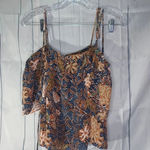 Madewell 100% silk cropped off the shoulder boho top Photo 5