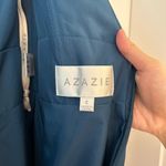 Azazie Turquoise Blue Bridesmaid Dress with Pockets Pleated Chiffon Short Sz 10 Photo 6