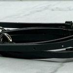 Black Skinny Faux Leather Circle Concho Belt Silver Hardware Large (L) ✨ Photo 4