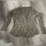J. JILL Rayon Floral Tie Neck Bell Sleeve Shirt small Gray Photo 2
