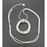 Charter Club Silver Tone Circular Statement Pendant Necklace Long Snake Chain 30 Photo 8