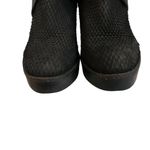 H&M Black Leather Strappy Buckle Platform Boots with Snakeskin Texture, Sz 7 Photo 5