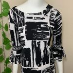 BCBGMAXAZRIA Maxazria Black White Bell Sleeve Dress Photo 3