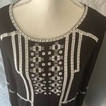 Embroidered Black and White Women's Top Size M Photo 5