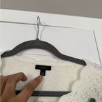 Talbots  Cableknit Cream Sweater Cardigan Grandmacore 3D Flowers Crochet Cozy Photo 5