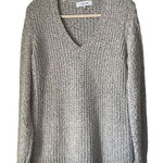 John + Jenn S1 Gray Waffle Cable Knit V Neck Sweater Size Small Photo 0