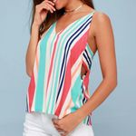 Lulus Adrift Multi Striped Tank Top Sz M Photo 6
