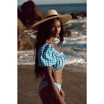 Montce Paula Tie Up Bikini Bottom + Gingham Marcela Top Blue Size L Photo 1