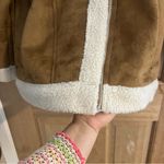 Old Navy Jacket Women's L Tan White Faux Suede Sherpa Lined Photo 1