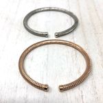 Sterling Silver minimalist textured cuff set, made in Italy - NWOT Photo 9