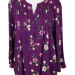 Fun2Fun Plum Floral Print Blouse Size Small NWOT Purple and Pink 3/4 Sleeve Top Photo 0