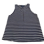 French Connection  Women’s M Blue And White‎ Nautical Stripe Tank Vneck Preppy Photo 0