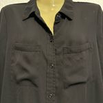 Apt. 9  Essentials Black Button Down Blouse Size M Long Sleeve Roll Tab Shirt Top Photo 1