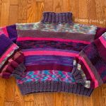 purple pink blue striped long sleeve knit cropped sweater Size M Photo 12