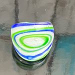 Vintage Blue  Green Swirl Murano Style Glass Dome Ring Size 6.5 Photo 1
