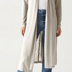 Michael Stars  Izzy Longline Open Front Cardigan Oatmeal Size:S 47" NWT Photo 0