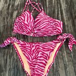 Pink Zebra Print Bikini Set Top 36B Bottoms L Size undefined Photo 0