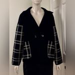 Magaschoni  Black and White Plaid Pea Coat Size Large Photo 1