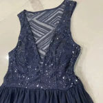 Trixxi  Sequin Tulle Navy Blue Mini Party Dress MeshBack VNeck Women 5 Homecoming Photo 2