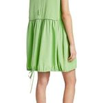 Tibi  Eco Cape Silk Drawstring Hem Dress in Green 4 Womens MIni Loose fit Photo 1