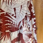 Madewell Rust & White Tropical Print Ruffle Linen Blend Midi Skirt Photo 2