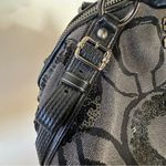 Coach  Madison Signature Sequins Poppy Sophia Satchel Bag Black Canvas & Leather Photo 4